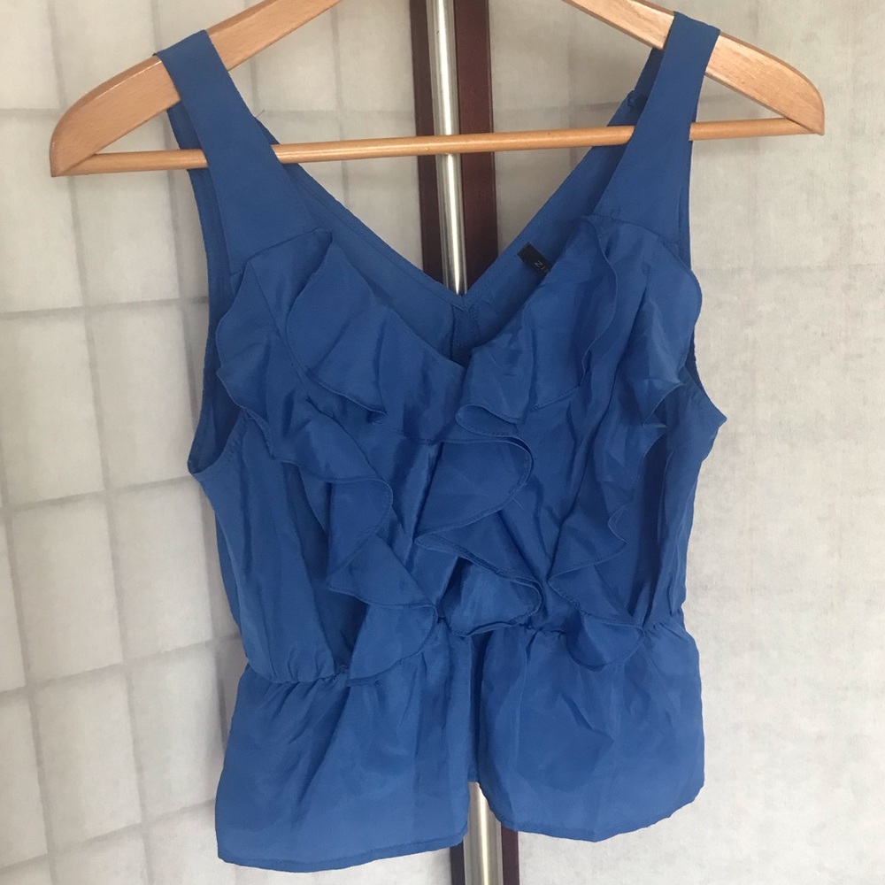 ZINGA Blue Top with Ruffles Size M